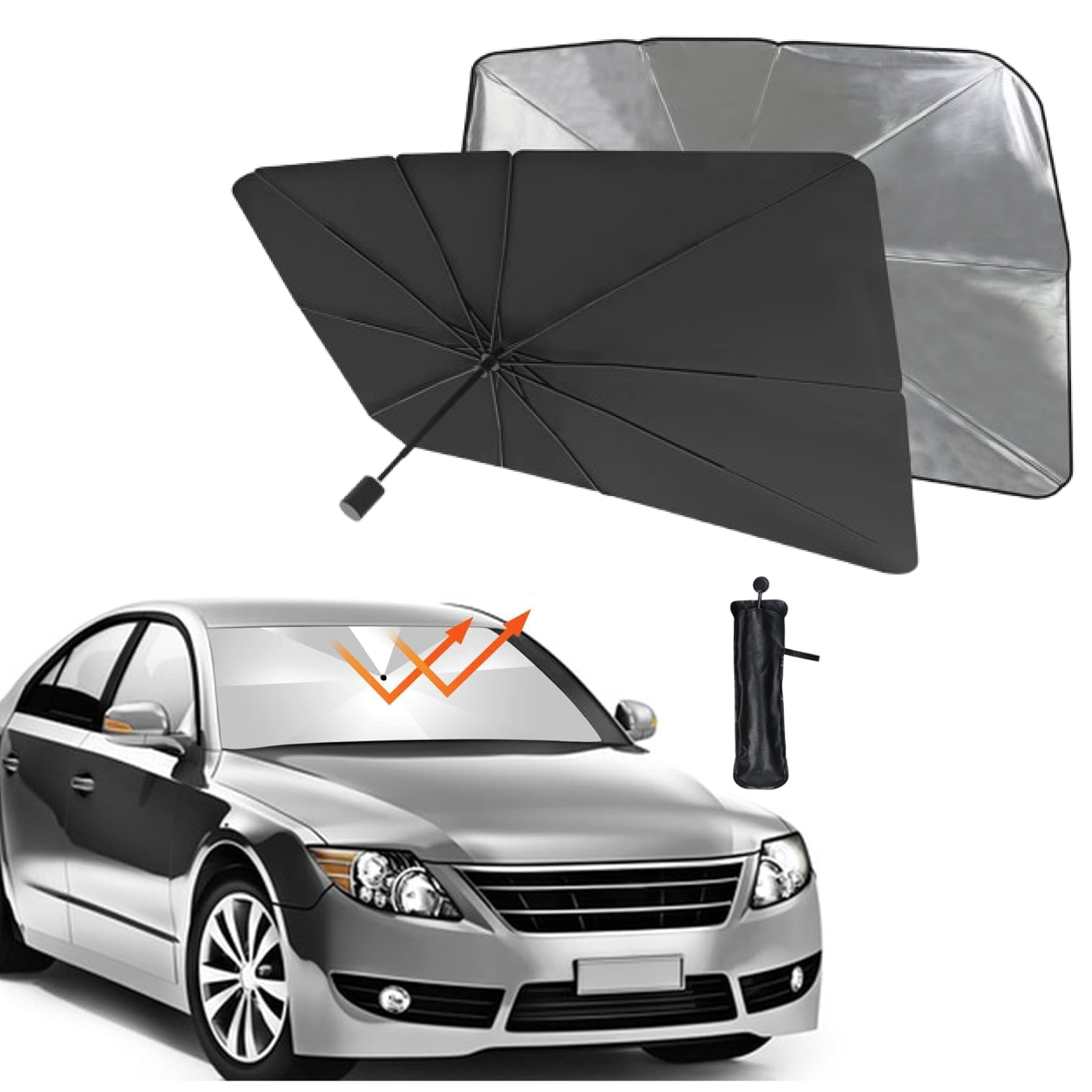 DeoDap Foldable Car Windshield Sunshade for Heat Protection - in-use lifestyle shot