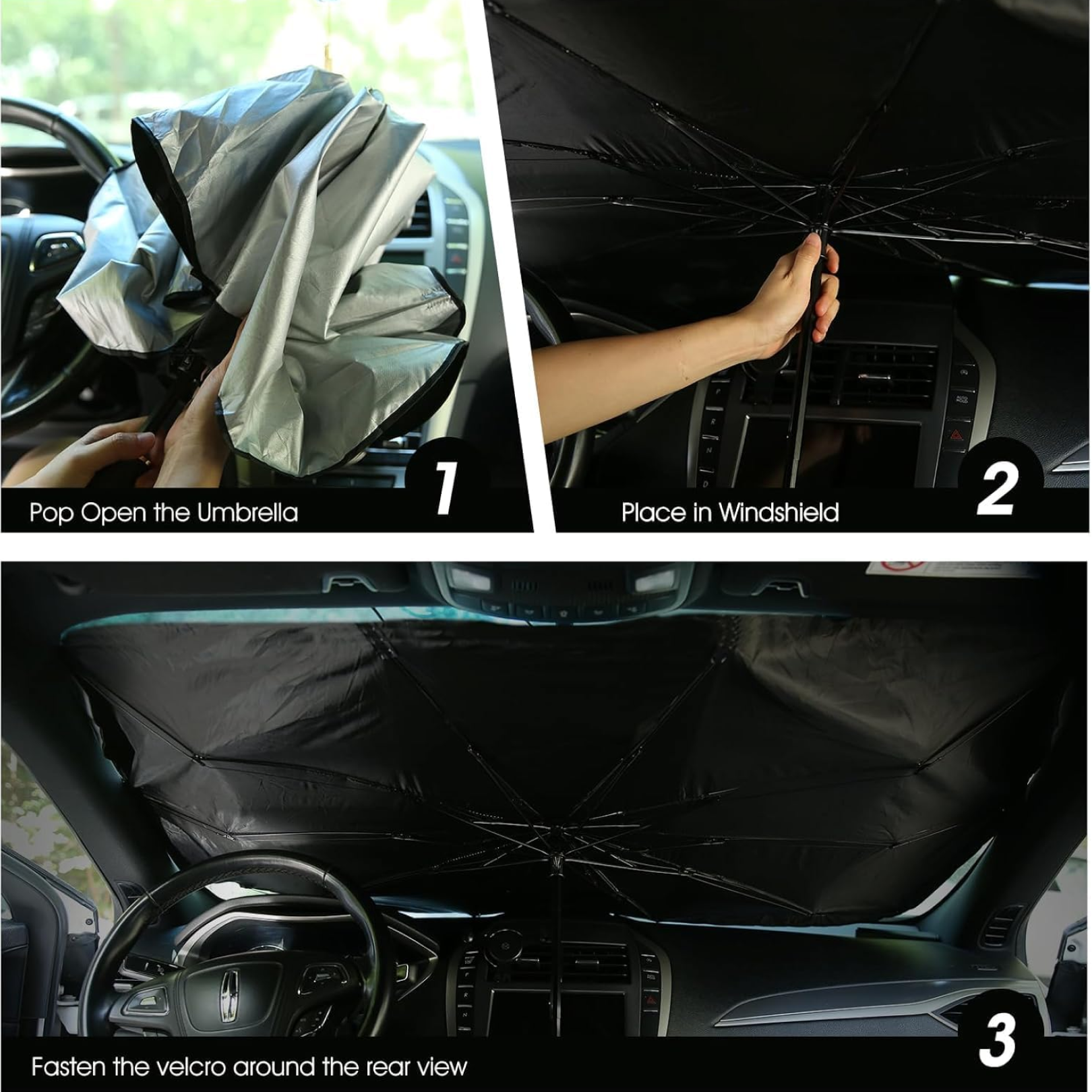 DeoDap Foldable Car Windshield Sunshade for Heat Protection - key feature close-up