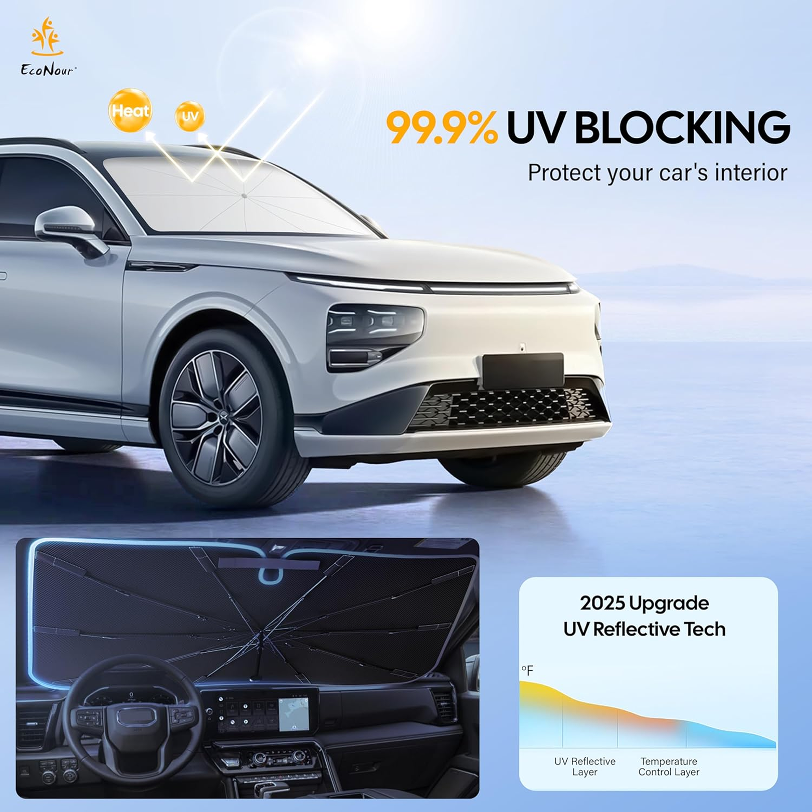 DeoDap Foldable Car Windshield Sunshade for Heat Protection - scale and size reference