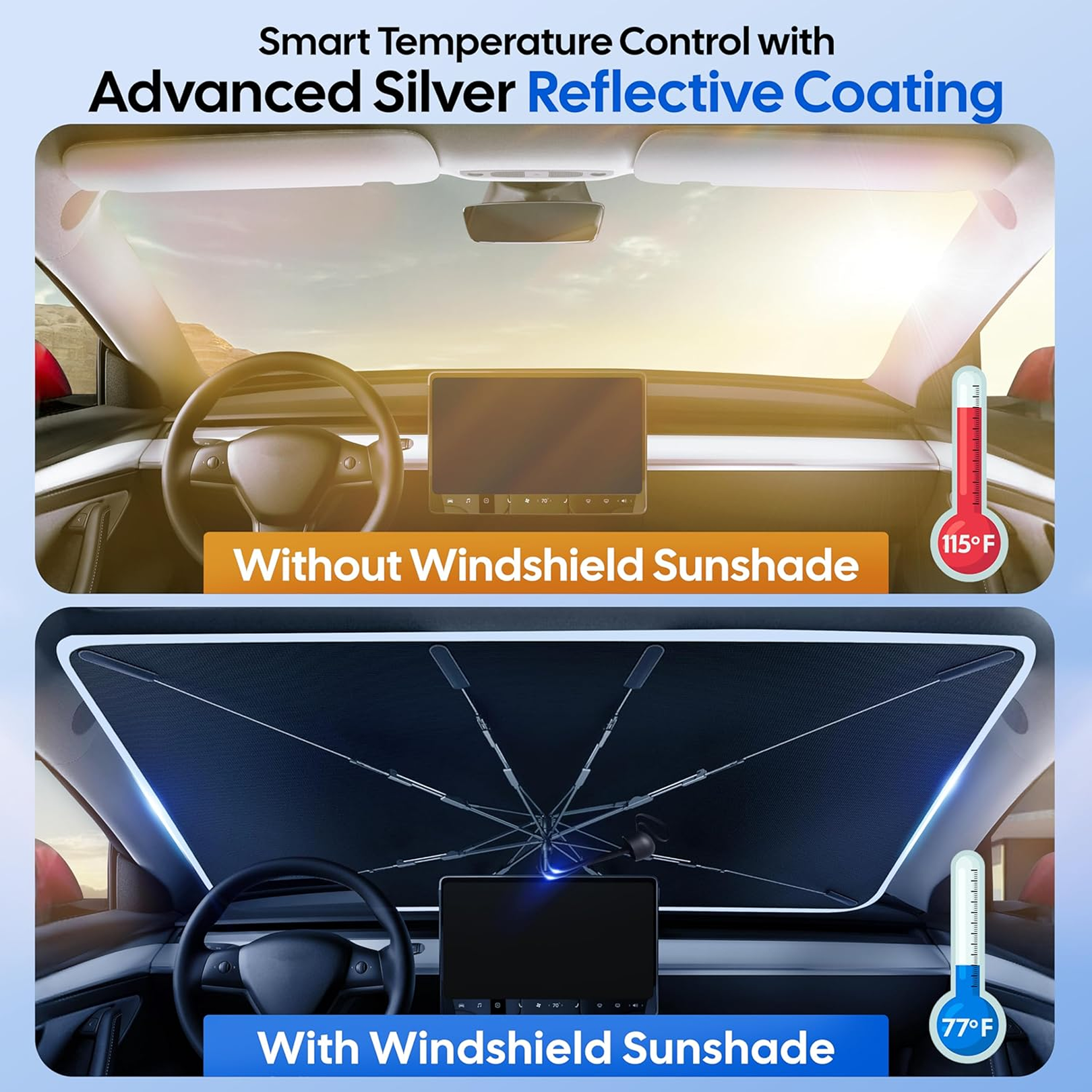DeoDap Foldable Car Windshield Sunshade for Heat Protection - packaging shot