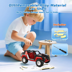Front view of Funwoods push-and-go jeep toy