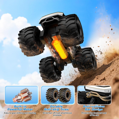 Side view of Funwoods open-cabin jeep toy car