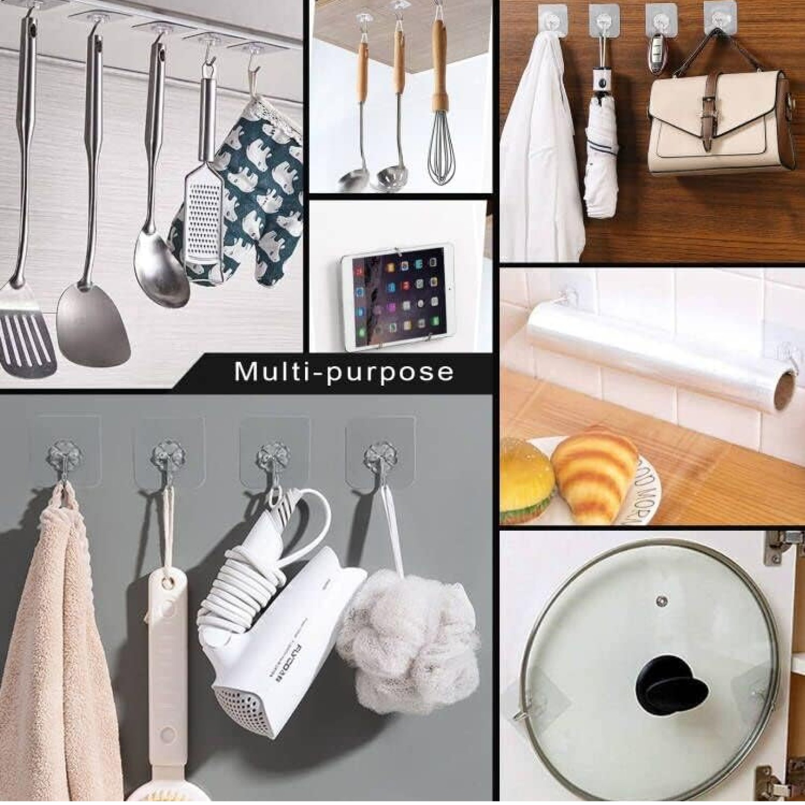 DeoDap Heavy Duty Flower Adhesive Wall Hooks 10 Pc Set - key feature close-up