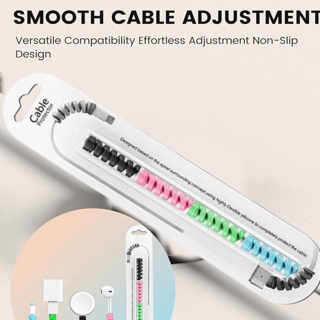 Illustration of spiral cable protector installation process