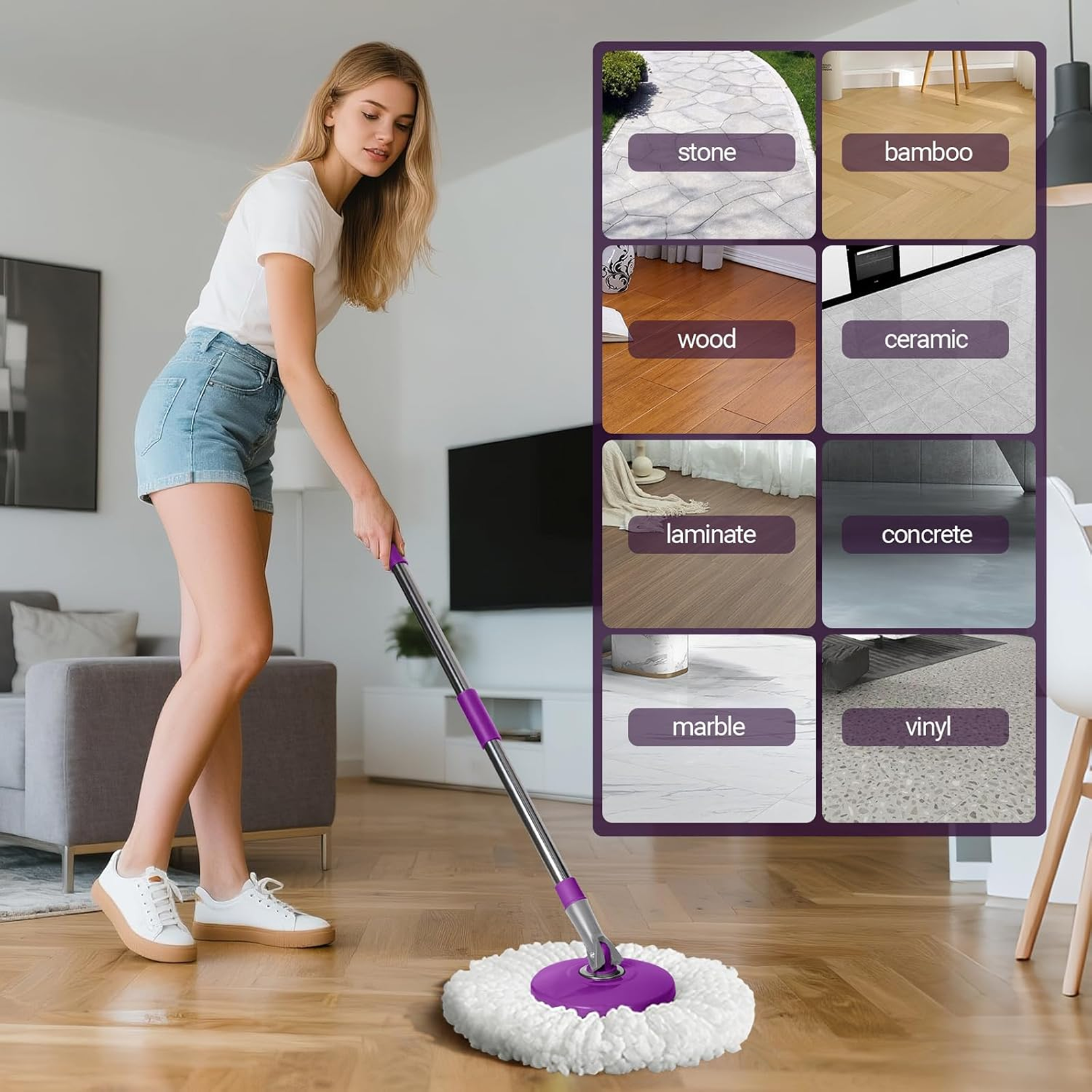 Spin mop set bucket with wheels