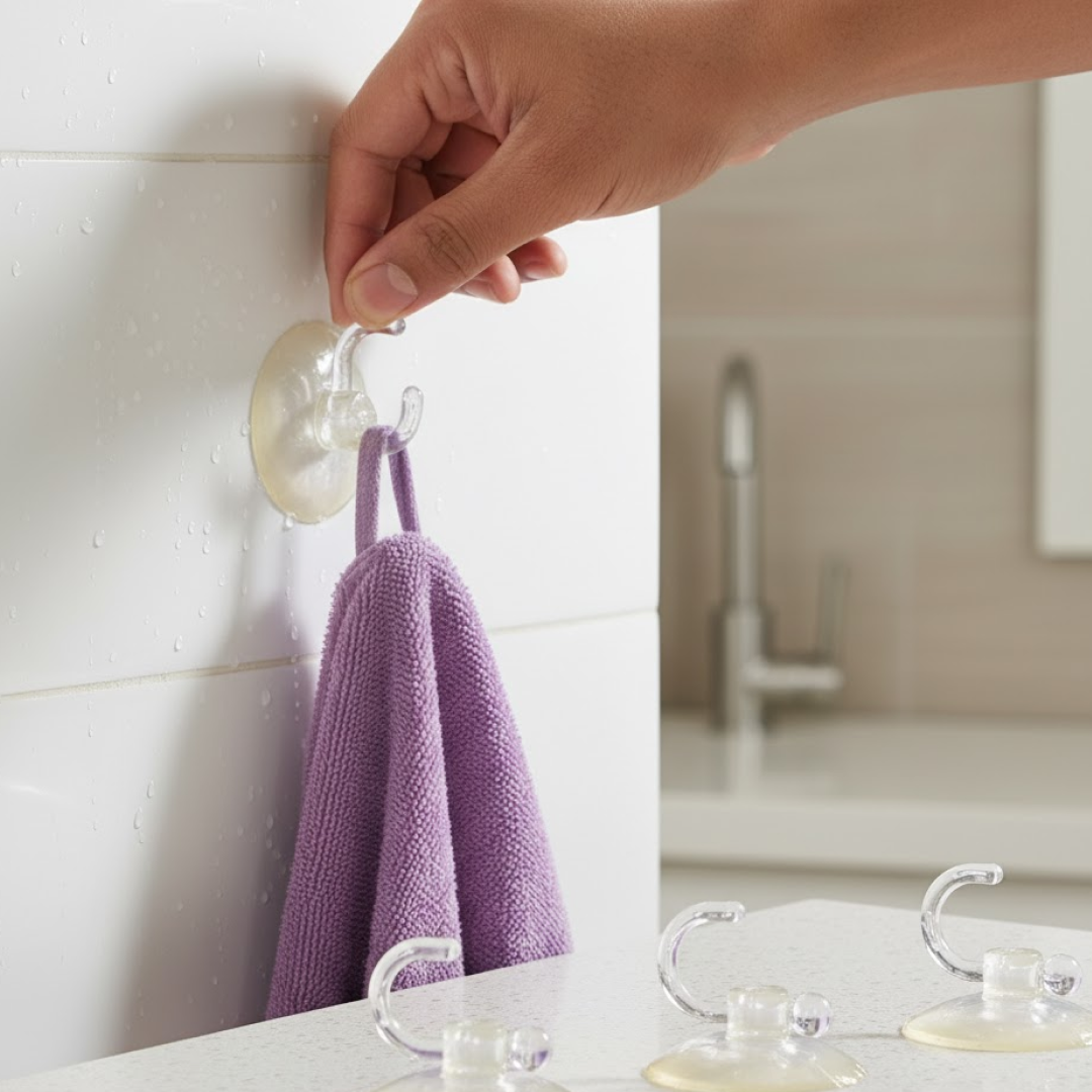 Transparent Rubber Vacuum Suction Hooks for Bathroom & Kitchen