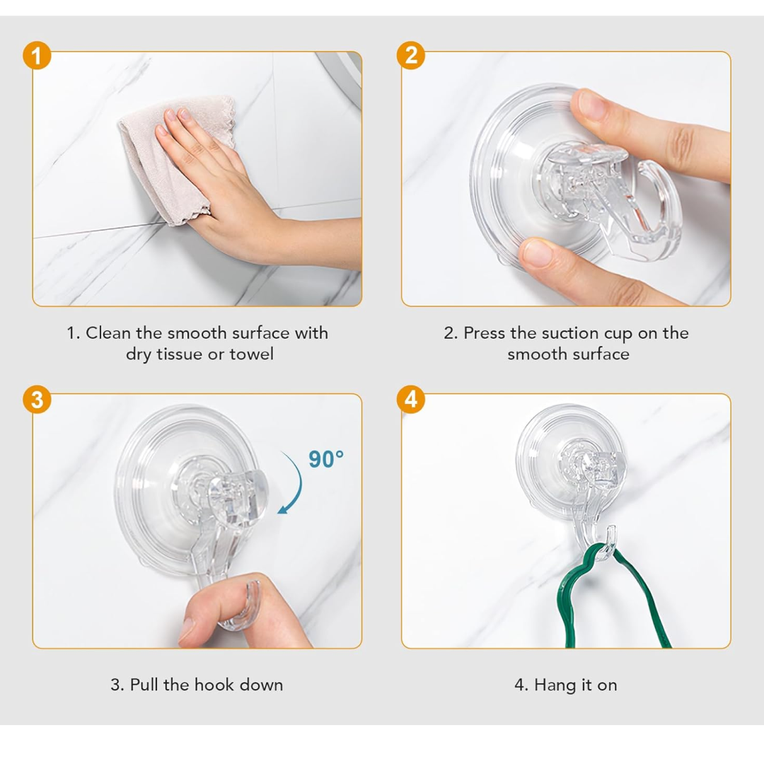 Transparent Rubber Vacuum Suction Hooks for Bathroom & Kitchen