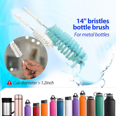 Long handle bottle brush cleaning bottle interior