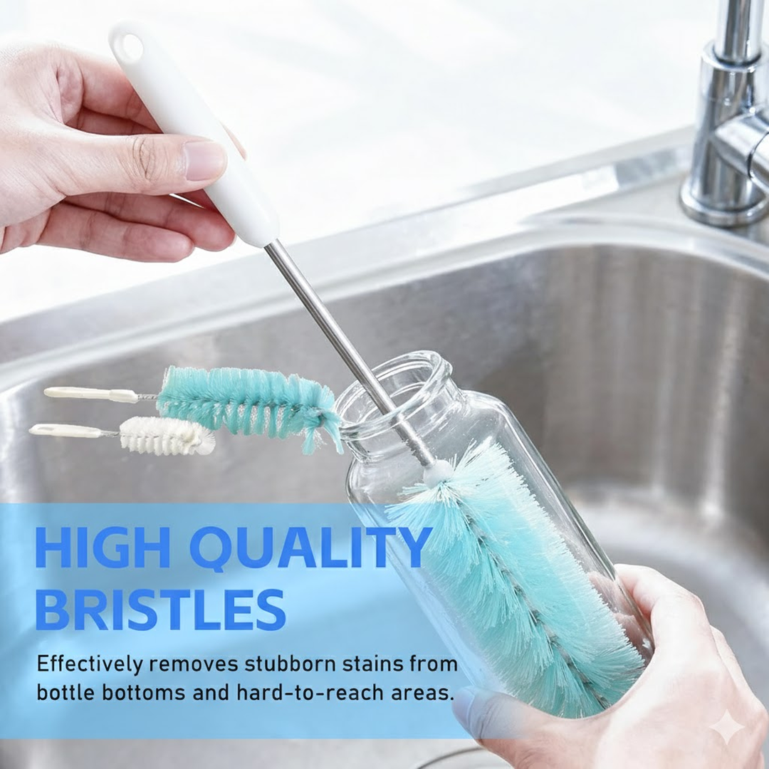 Close up of nylon bristles on bottle cleaning brush