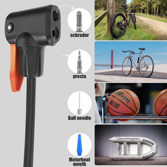 Foldable mini bike air pump with gauge
