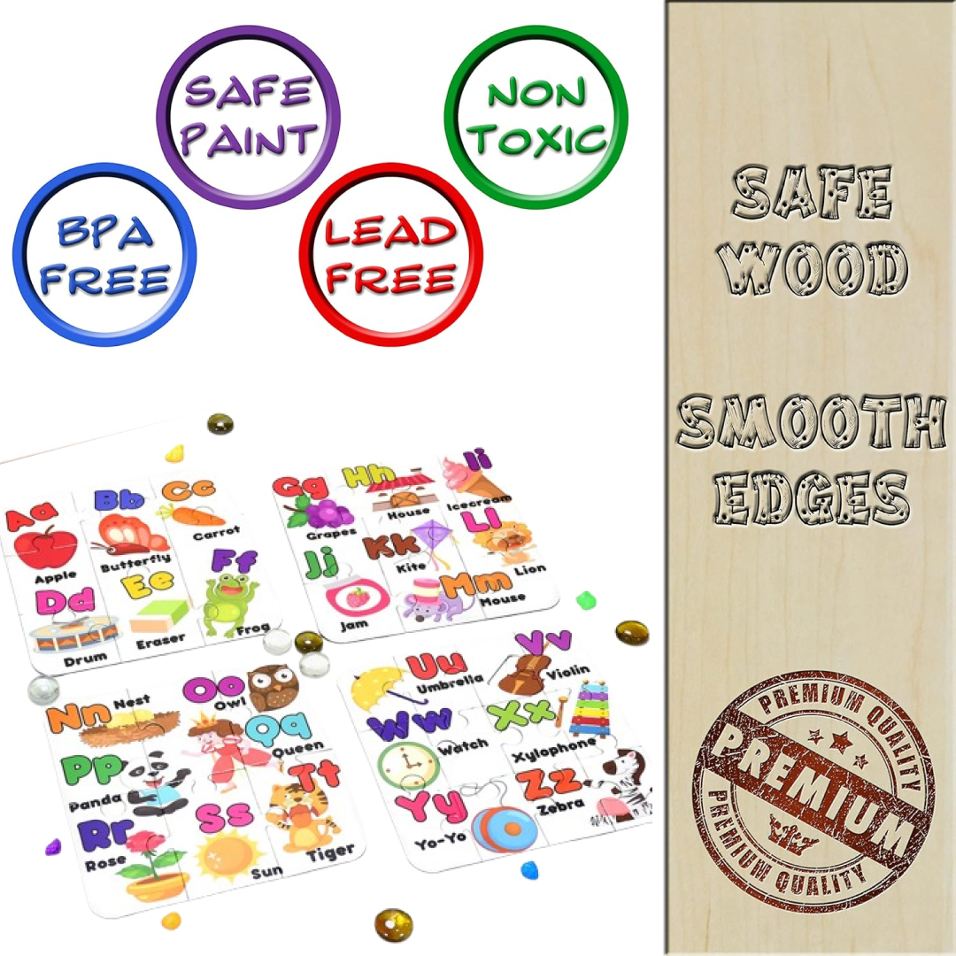 Alphabet learning puzzle pieces illustration