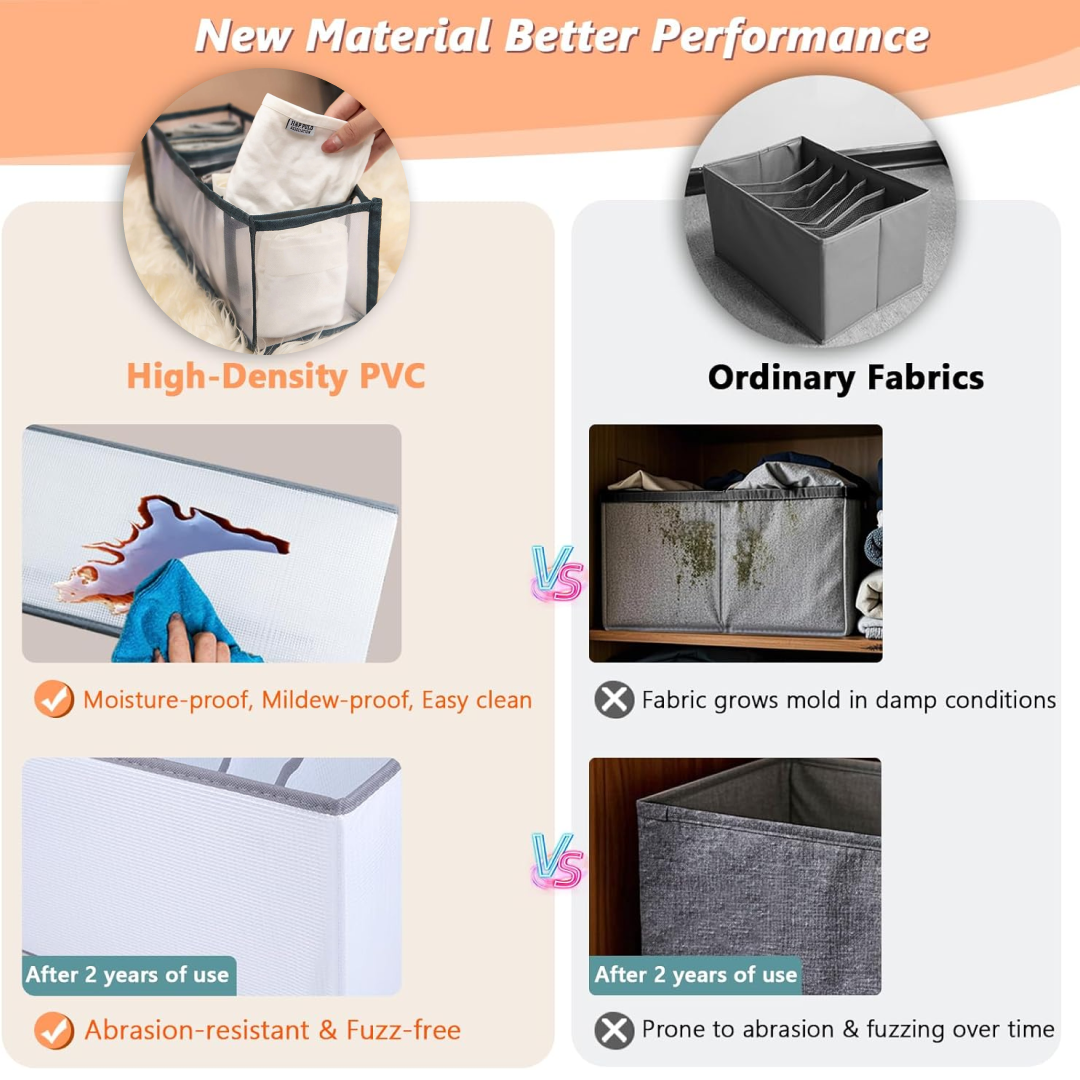 Detailed diagram of Organivo 7 grid clothes organizer dimensions