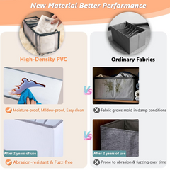 Detailed diagram of Organivo 7 grid clothes organizer dimensions