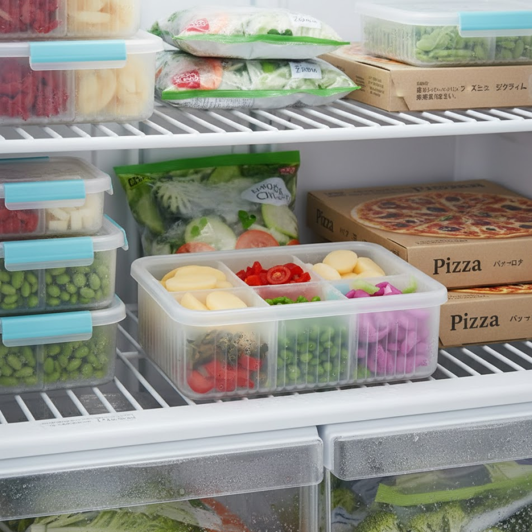 Close-up of airtight fridge storage container lid