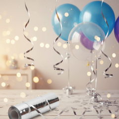 Silver Balloon Ribbon Close-Up Decoration