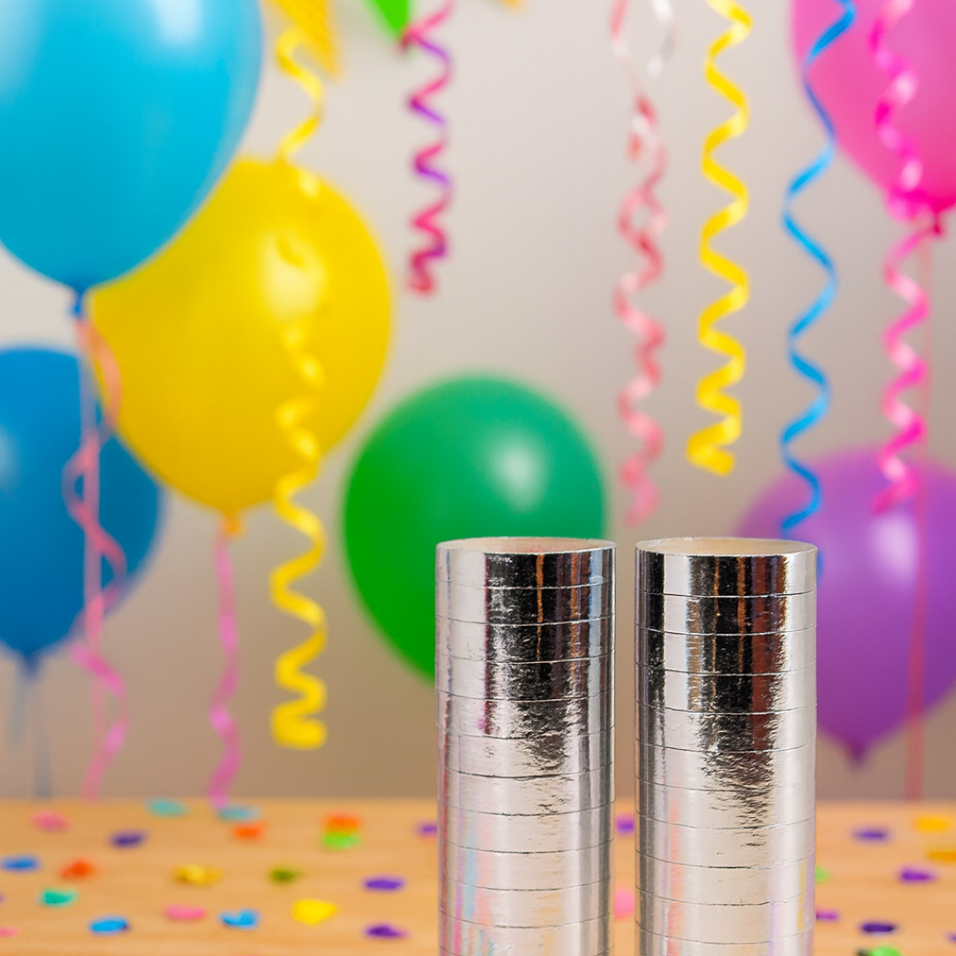 Set of Silver Balloon Ribbons for Parties