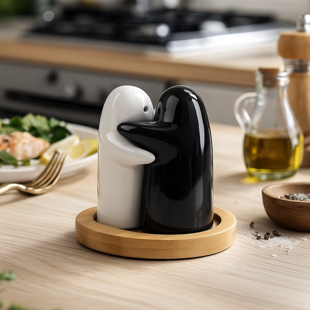 Salt & pepper shakers in clear gift box packaging