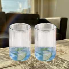 Full set of six Supermom Casa ribbed plastic glasses