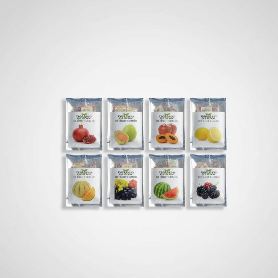 Display of 10 fruit seed varieties included