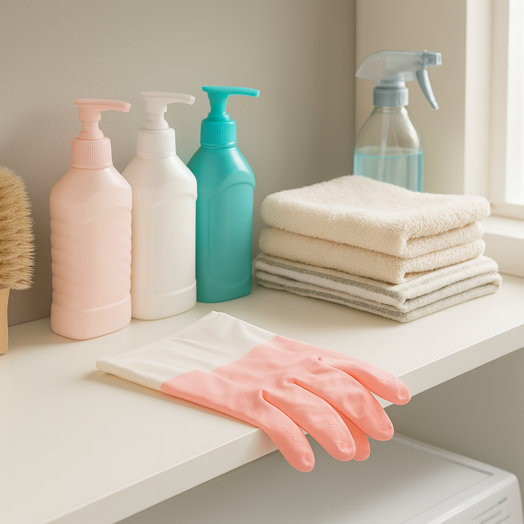 Large Waterproof Reusable Cleaning Gloves - Durable Rubber Pair