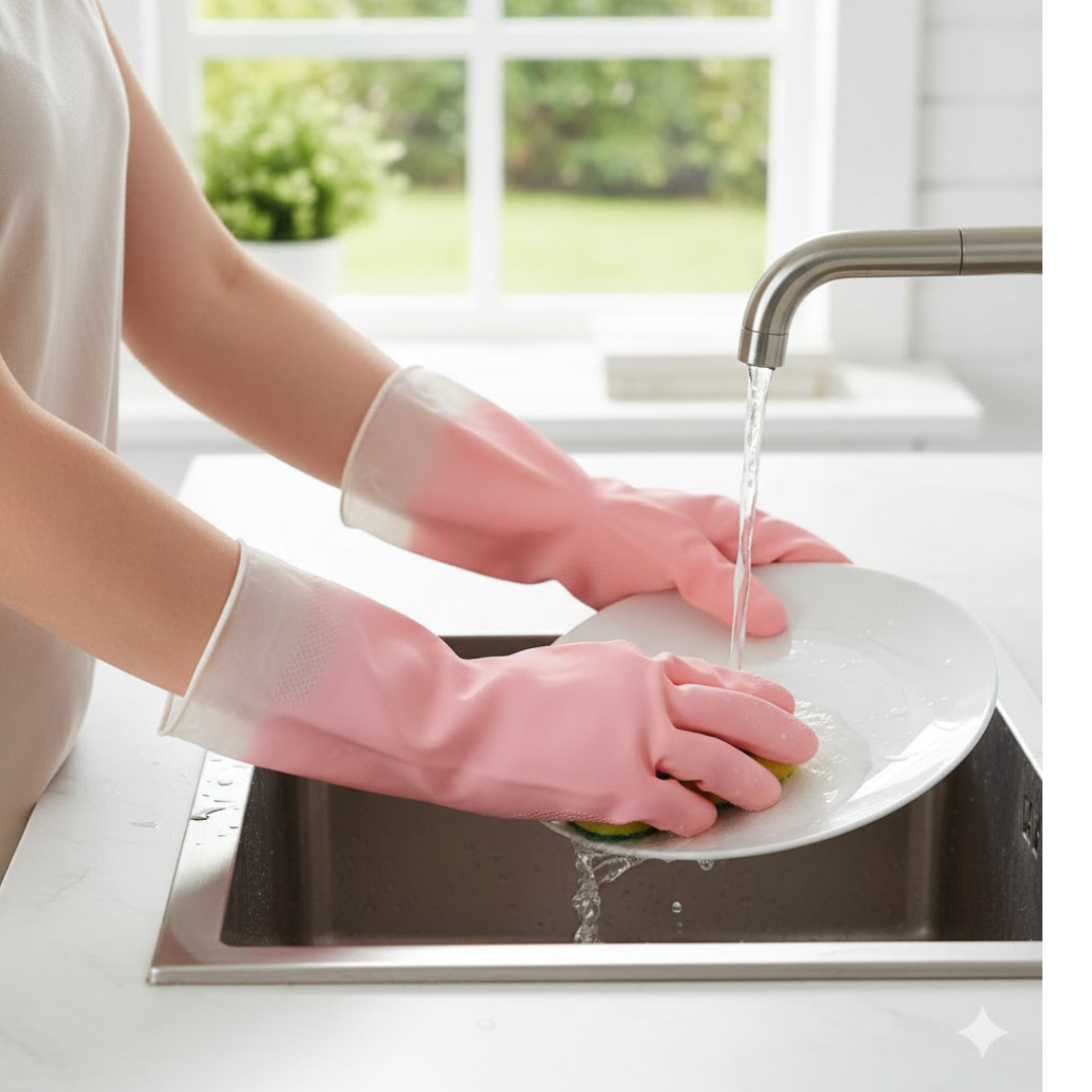 Large size cleaning gloves for dishwashing and gardening