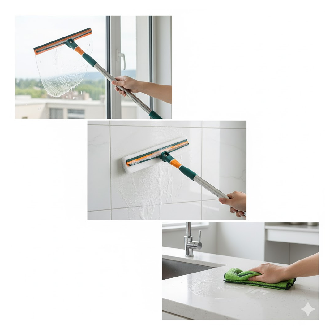 Bendable head feature of 3-in-1 Glass Wiper