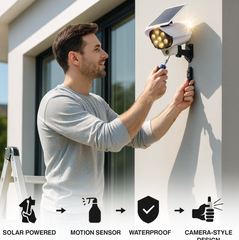 Solar outdoor security dummy camera light illustration