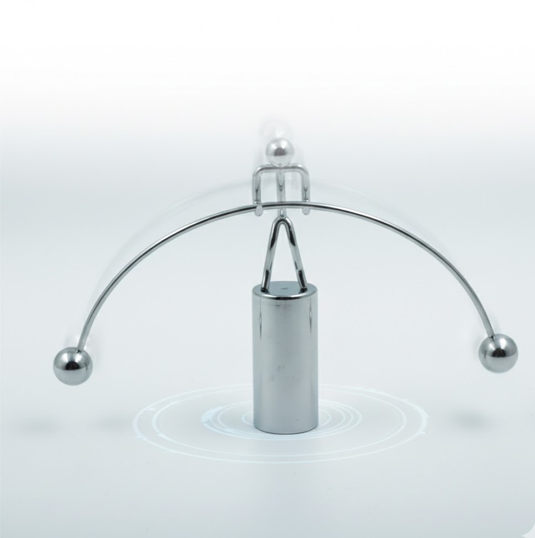 Detail of pendulum balls in motion