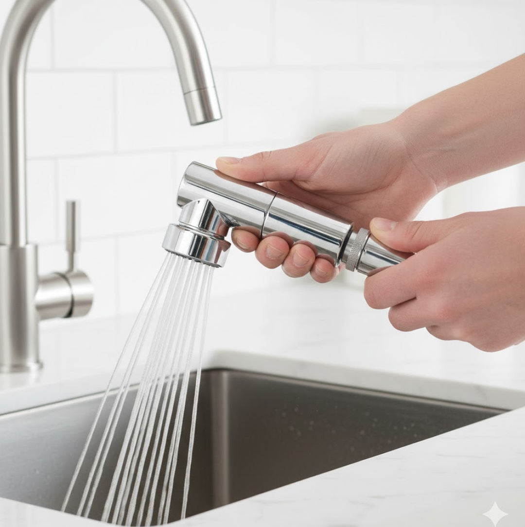 Rotating faucet sprayer feature