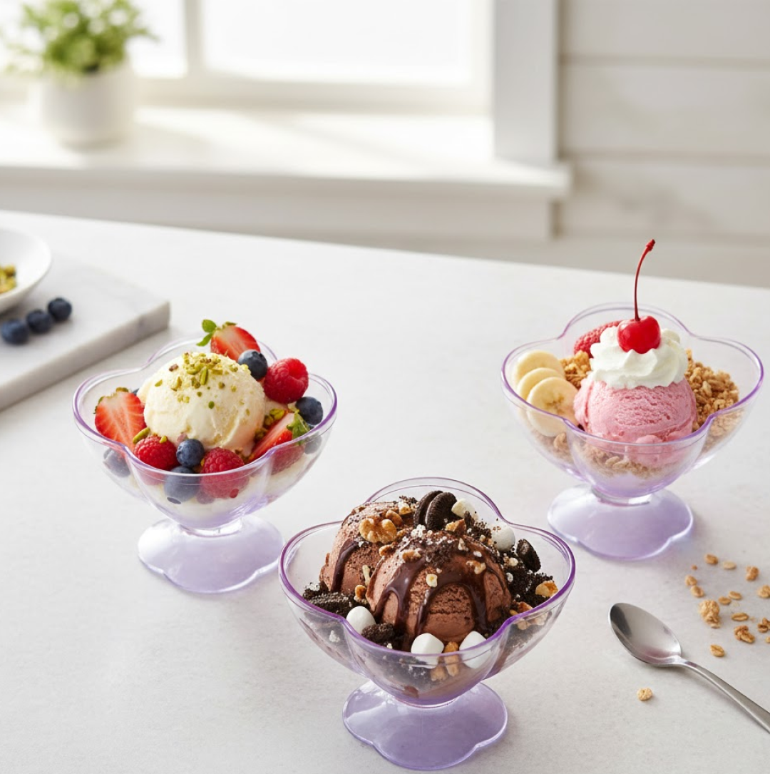 Modern plastic dessert bowl set