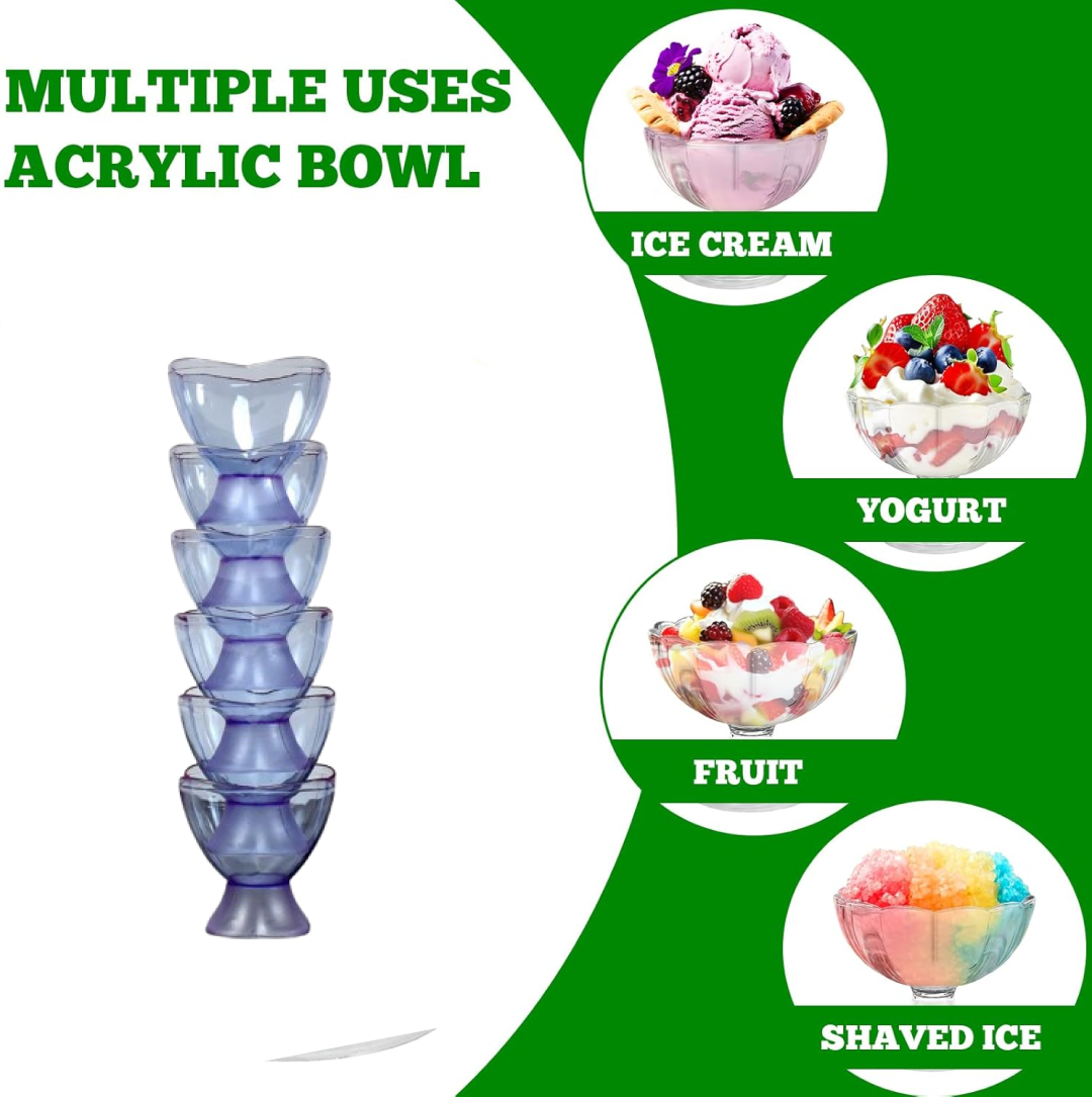 Reusable plastic dessert bowls with spoons