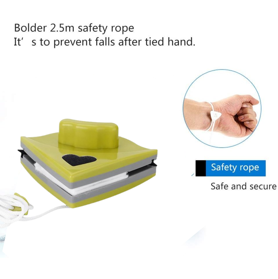 Person demonstrating hold of magnetic glass cleaner