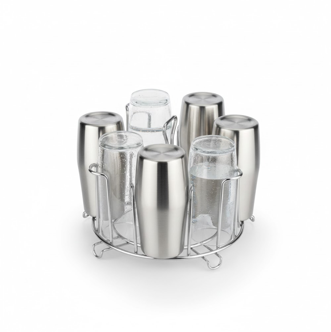 Detailed view of SS Round Glass Stand