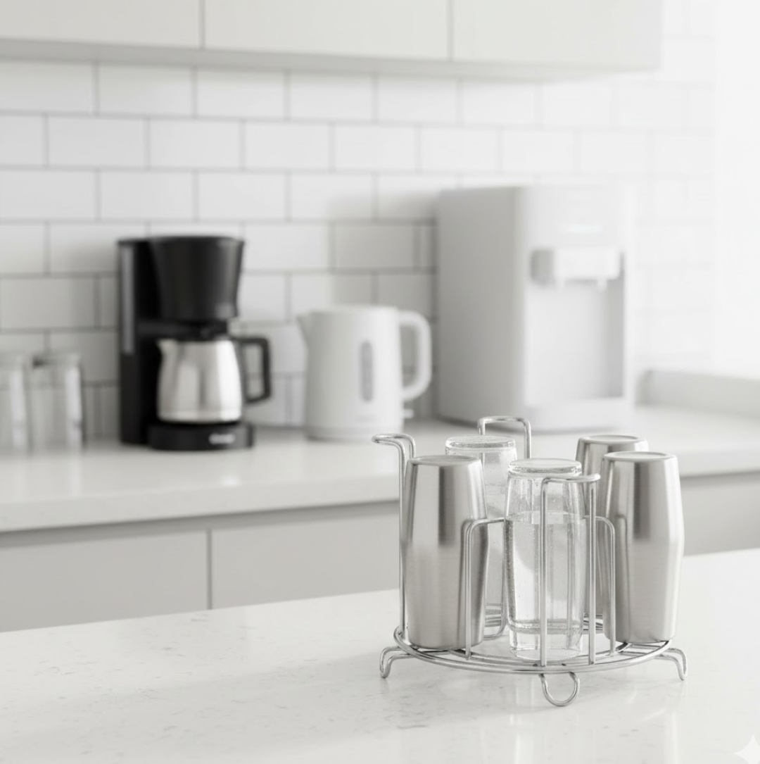 Side angle of stainless steel glass stand