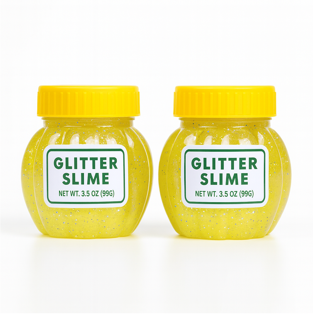Kids playing with soft jar slime, showing texture