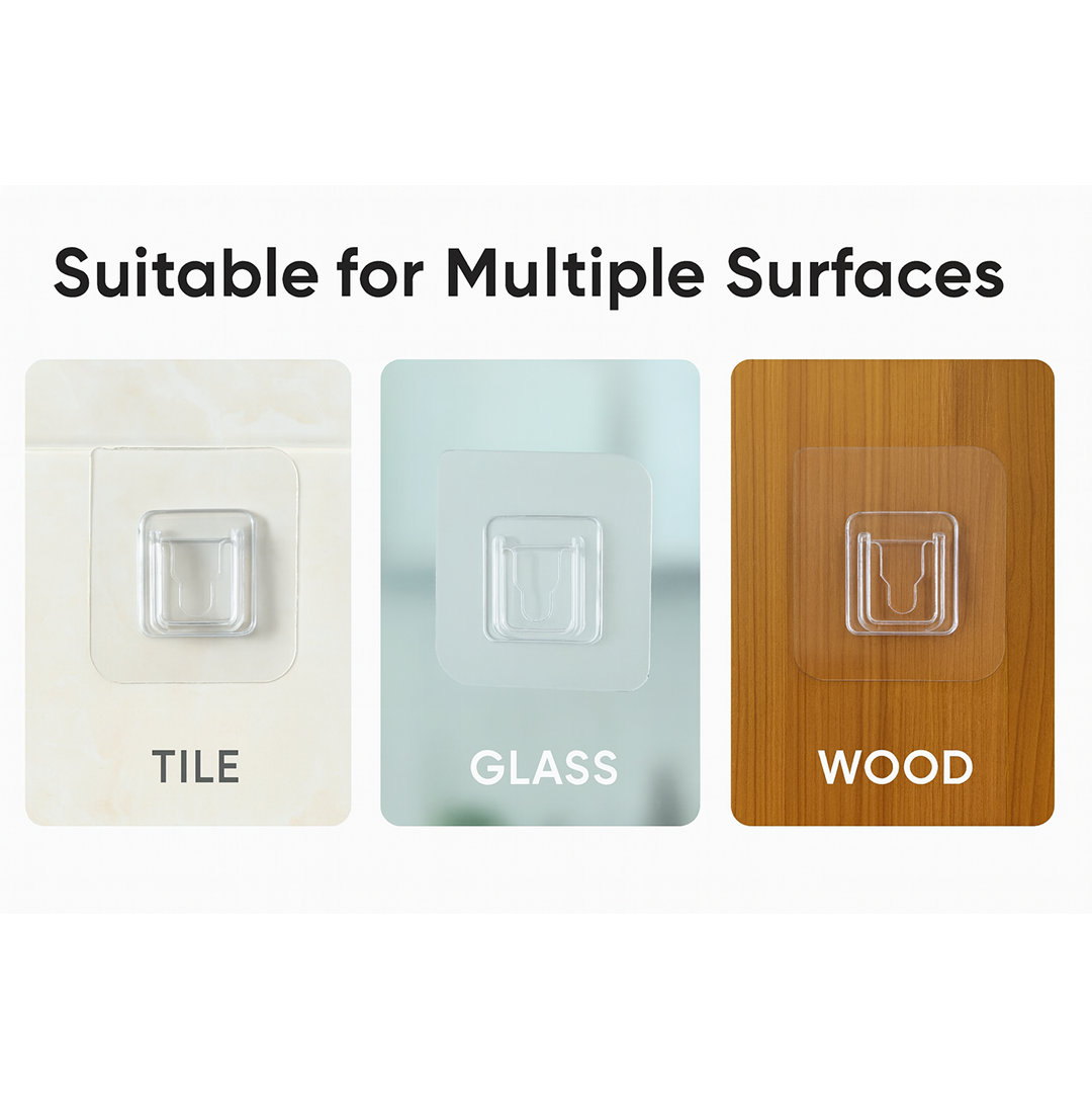 Illustrated guide on how to install the adhesive hook