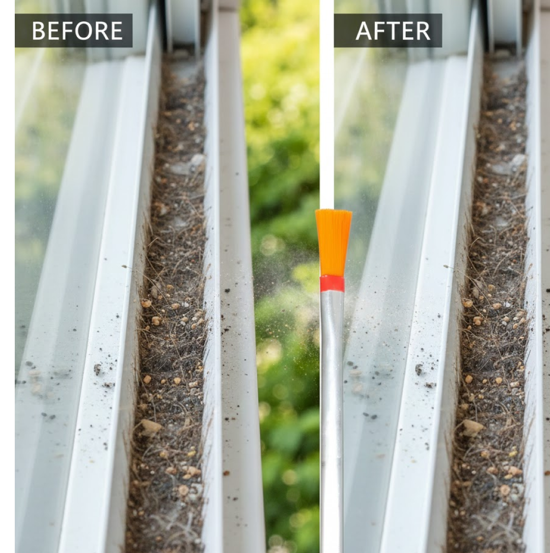 Dust brush used on keyboard and window frame