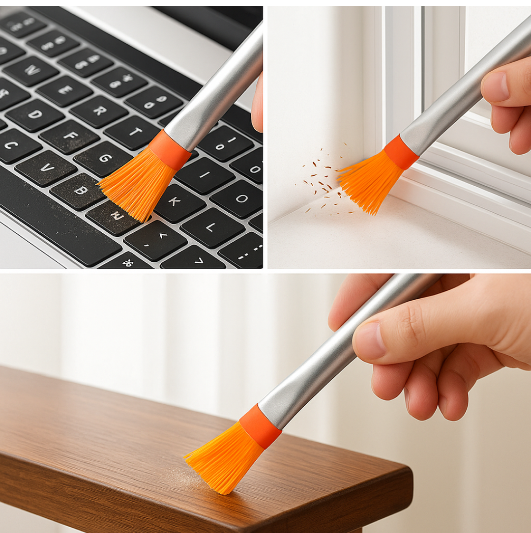 Multi-angle view of dust cleaning brush