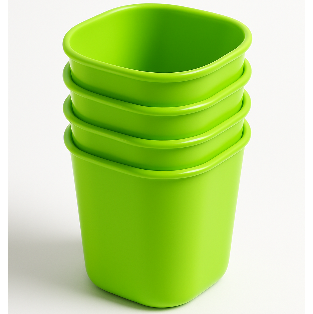 Dimensions and weight details of plastic glasses.