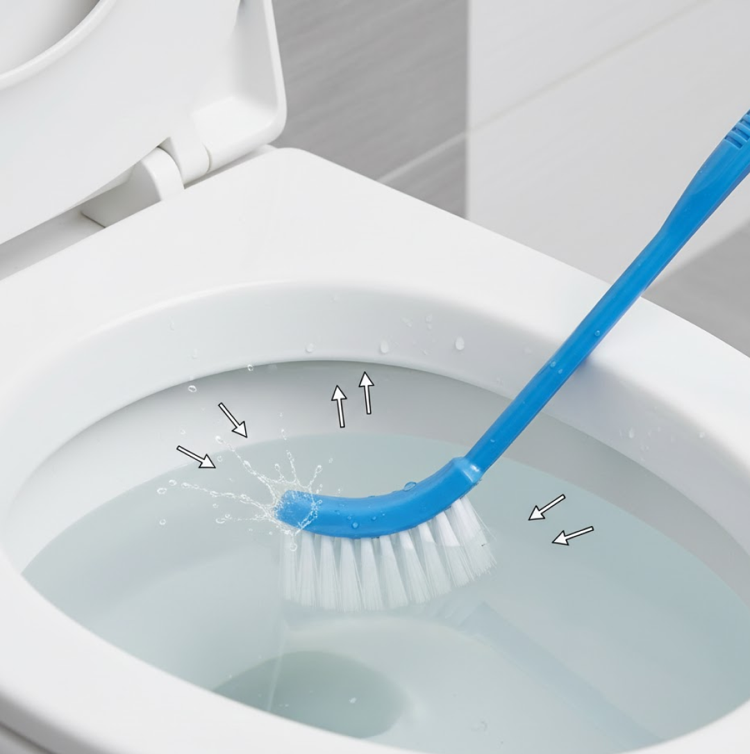 Long handled toilet cleaning brush