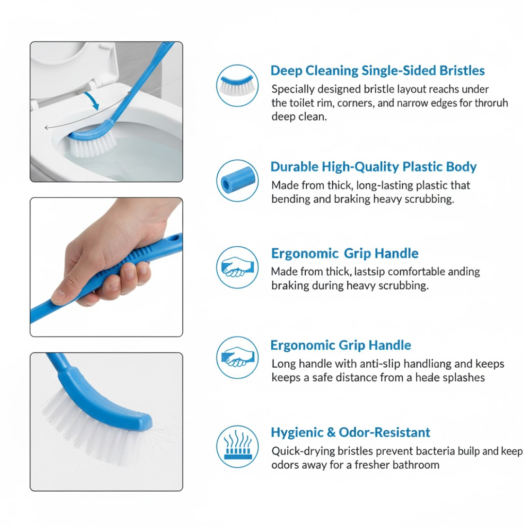 Flexible bristles for scrubbing toilet