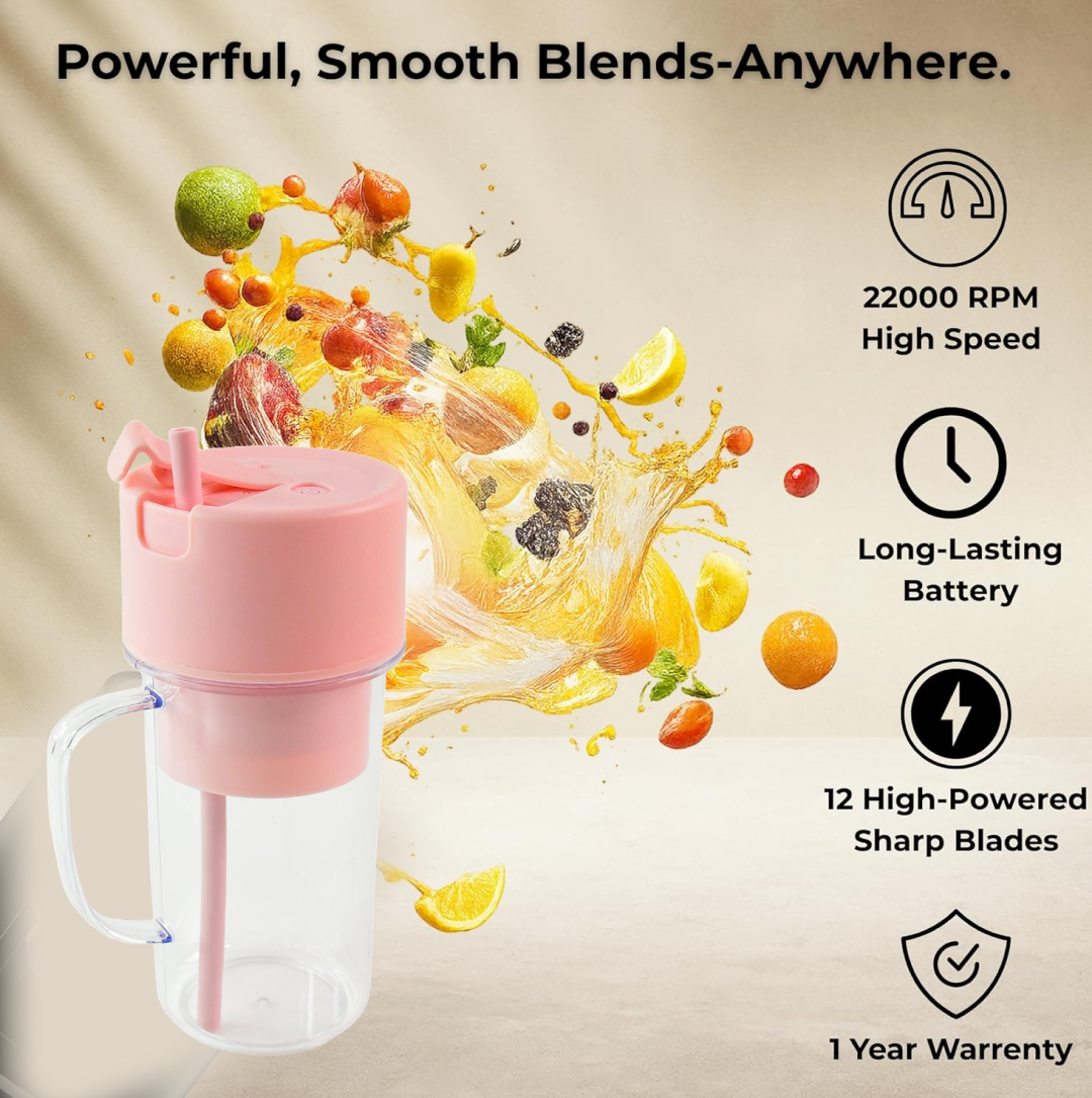 USB rechargeable juicer with multi stainless steel blades
