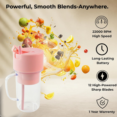 USB rechargeable juicer with multi stainless steel blades