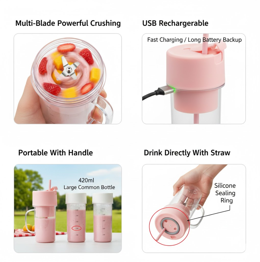 420ml capacity juicer with detachable parts for cleaning