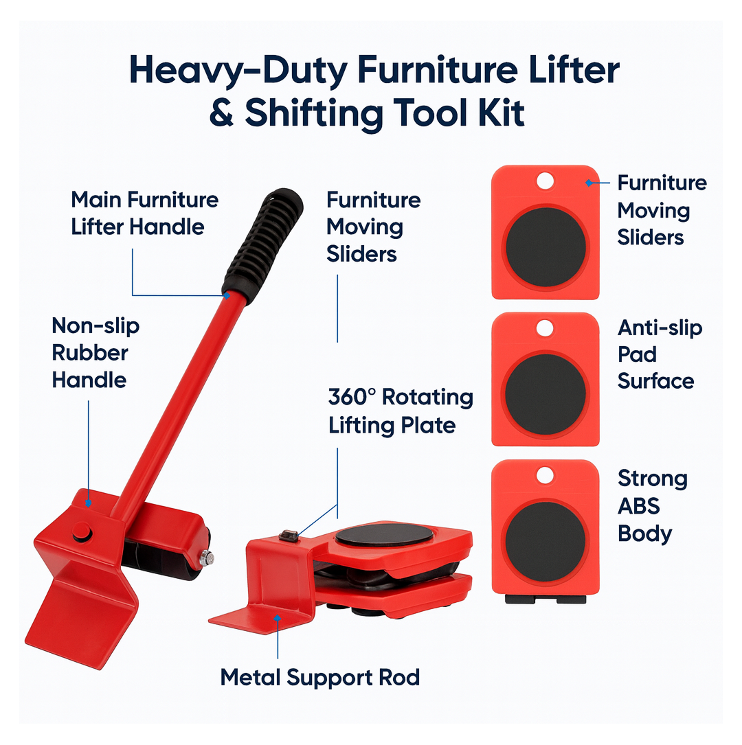 Furniture shifting tool parts breakdown illustration.