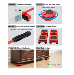 Diagram illustration of furniture lifter components.
