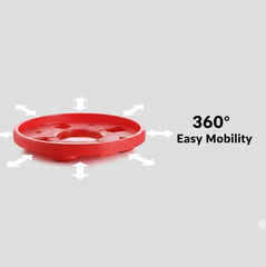 DeoDap red plastic gas cylinder trolley stand with wheels front view