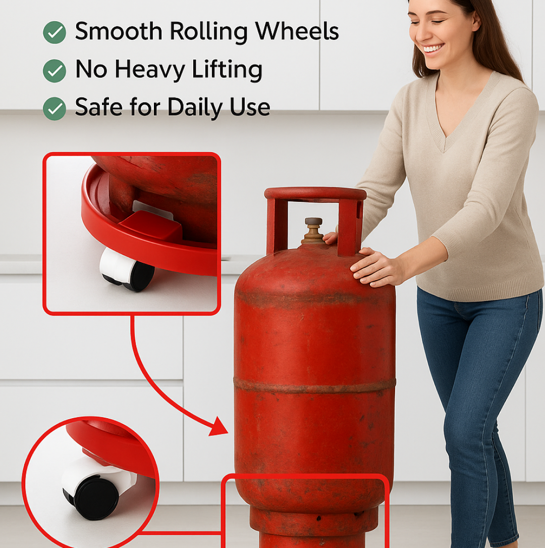 DeoDap red plastic gas cylinder trolley base