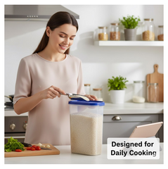 Stackable modular airtight food storage containers in a kitchen