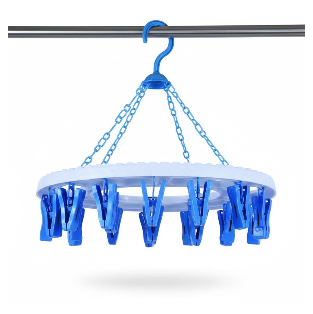 Foldable design of the round cloth drying hanger.